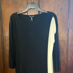 Eileen Fisher Black and Cream Long Sleeve Top